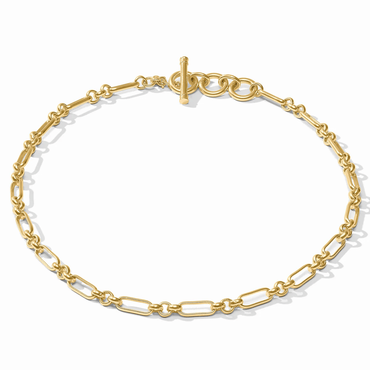Chunky gold links forming a necklace