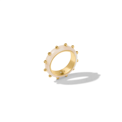 Gold ring set with a pale alabaster stone
