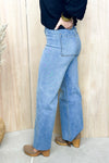 Denim Straight Wide Leg Pants