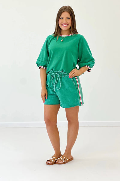 Contrast Trim Shorts - Lavish Boutique02-BOTTOMS
