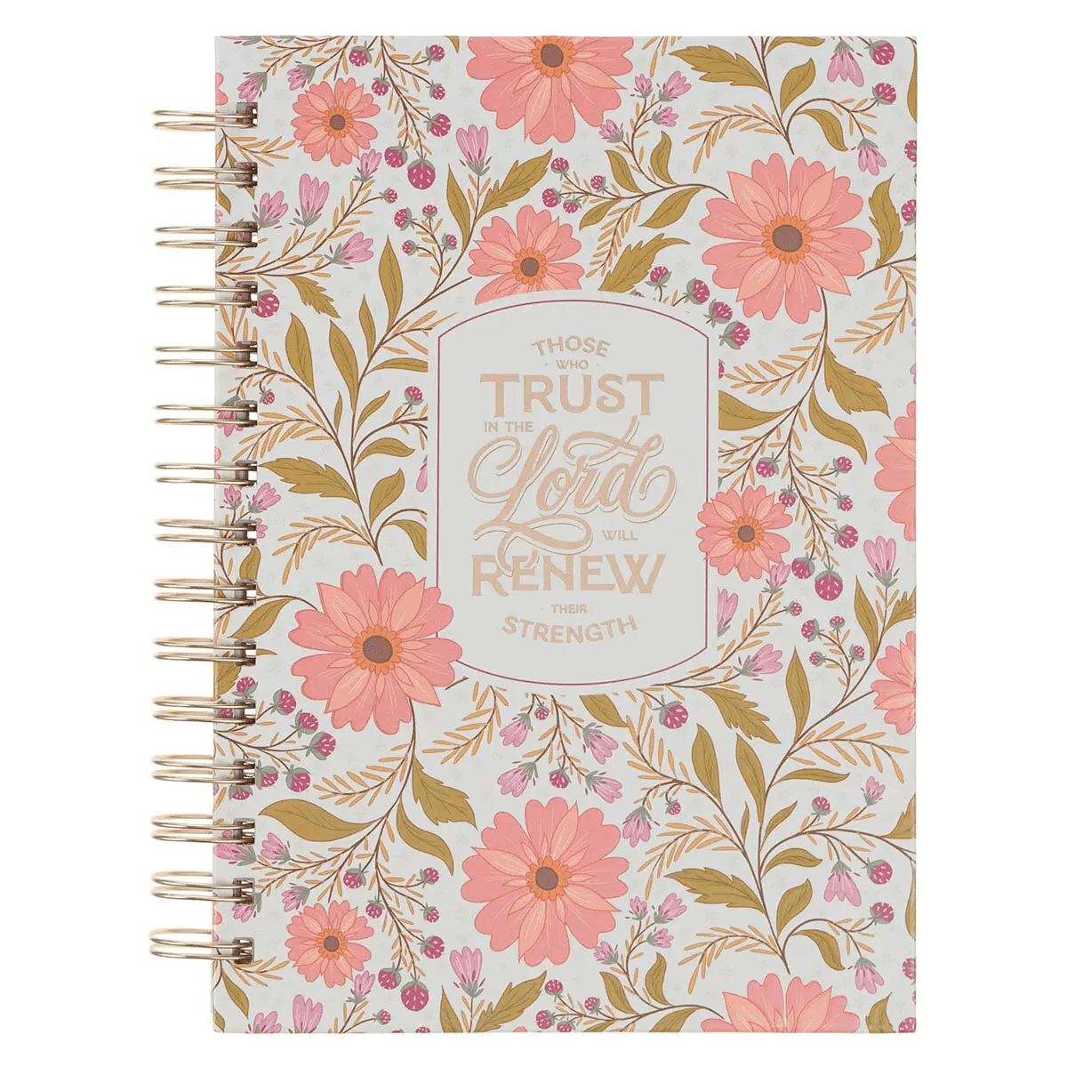 Spiral-bound journal with a coral floral cover