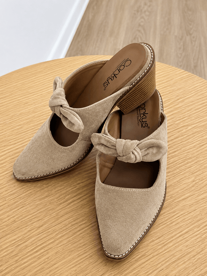 Corky's Camel Faux Suede Oh Bow She Didn't Shoes - Lavish Boutique10-SHOES