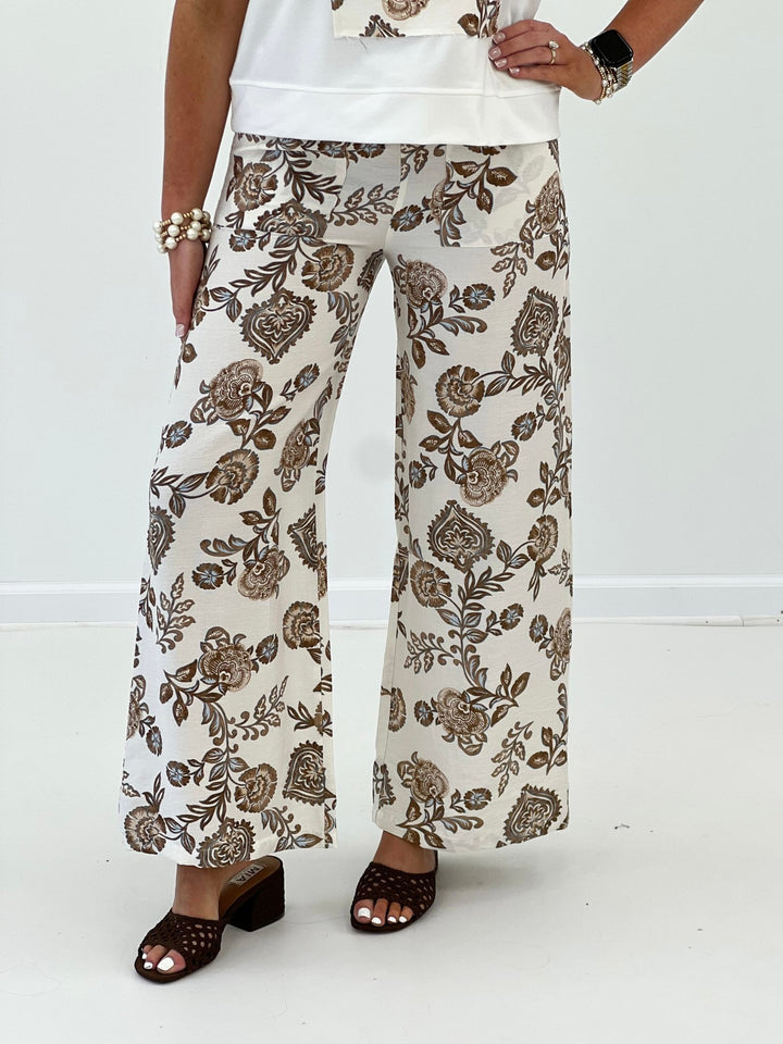 Cozy Co Floral Print Wide Leg Pants - Lavish Boutique02-BOTTOMS