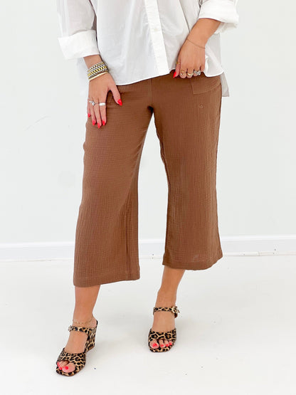 Cozy Co Gauze Cropped Drawstring Pants - Lavish Boutique02-BOTTOMS