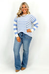 Chambray Textured Striped Long Sleeve Sweater