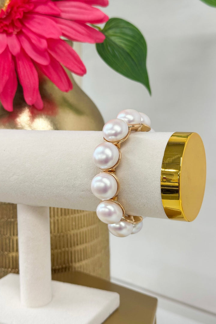 Cream Dome Shape Pearl Bracelet - Lavish Boutique Accessories