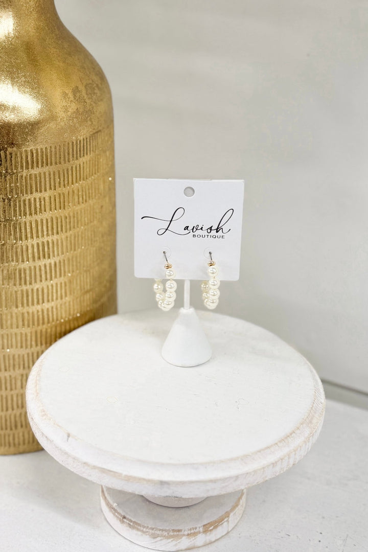 Cream pearl hoop earrings