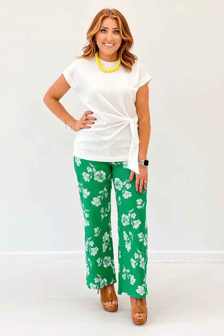 Cream Tie Detail Short Sleeve Top - Lavish BoutiqueTops