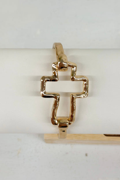Bangle bracelet with a cross accent