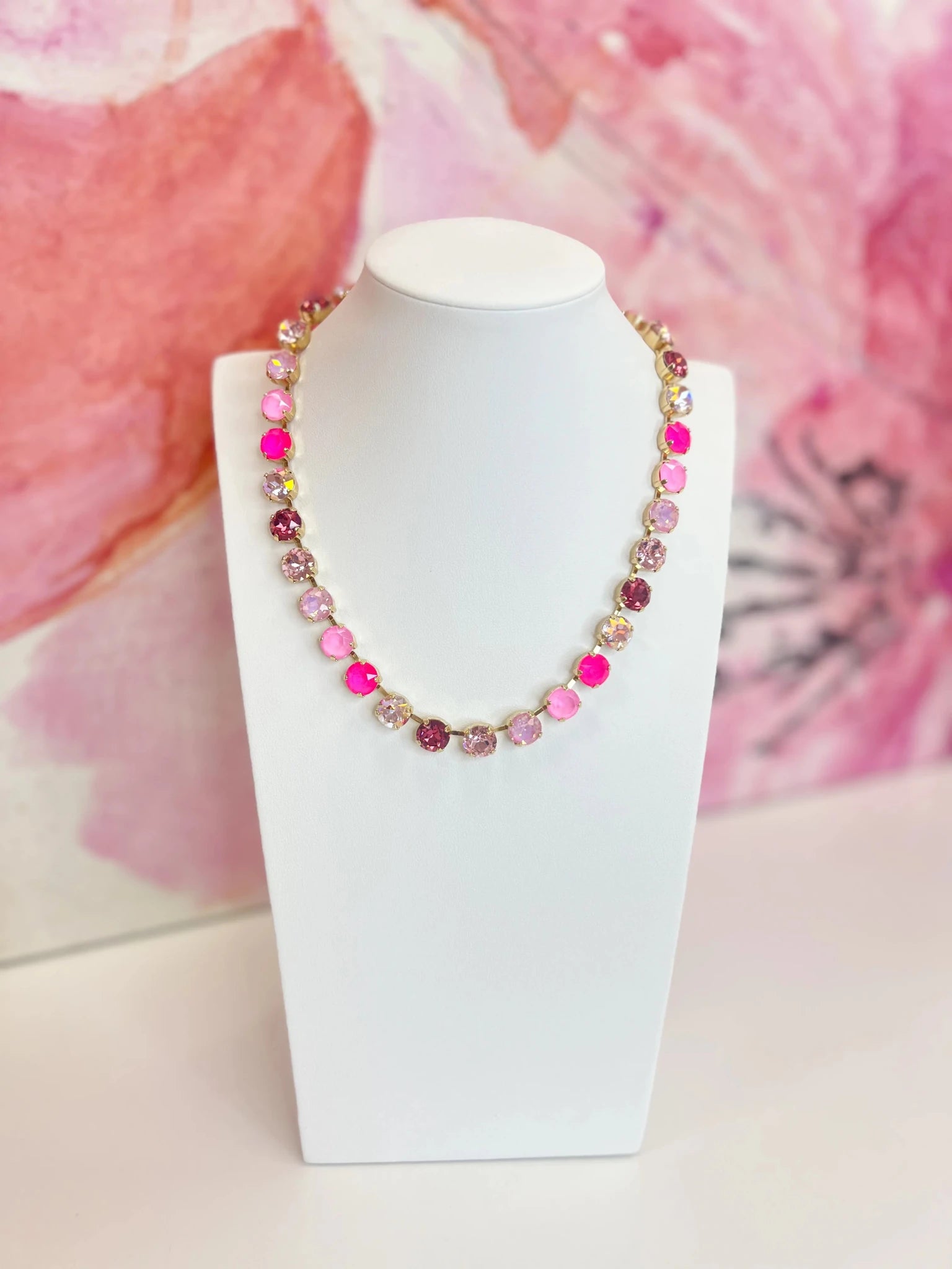 Confetti gemstone strand necklace with gold-tone accents