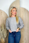 Heather Grey Solid Long Sleeve Sweater Top