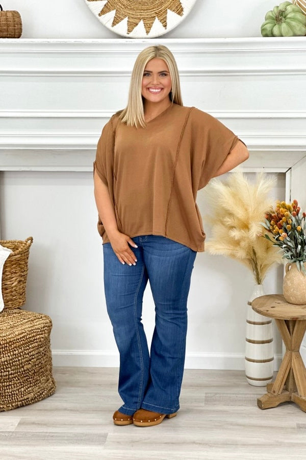 Mocha V-Neck Dolman Top