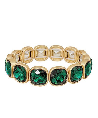 Cushion cut crystal accent bracelet in matte gold