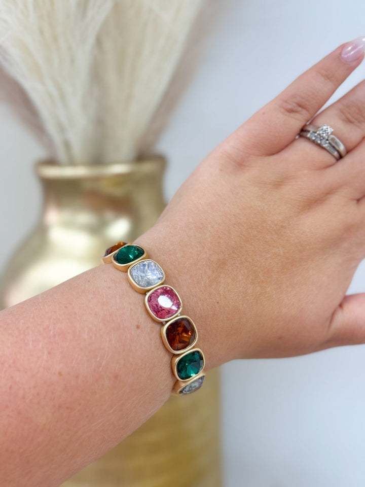 Cushion Cut Crystal Accent Bracelet - Lavish Boutique09-JEWELRY