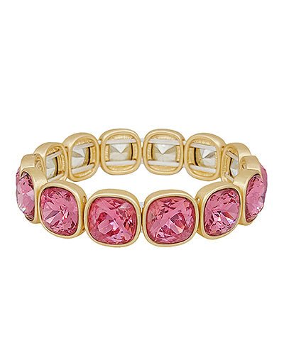 Bracelet lined with faceted cushion cut crystals
