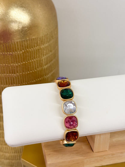 Crystal-set bracelet with square cushion stones