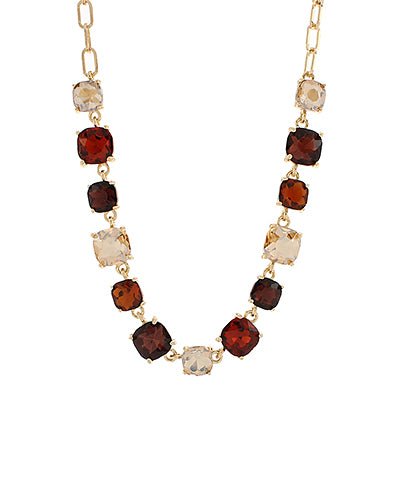 Cushion Cut Glass Clip Chain Necklace - Lavish Boutique09-JEWELRY