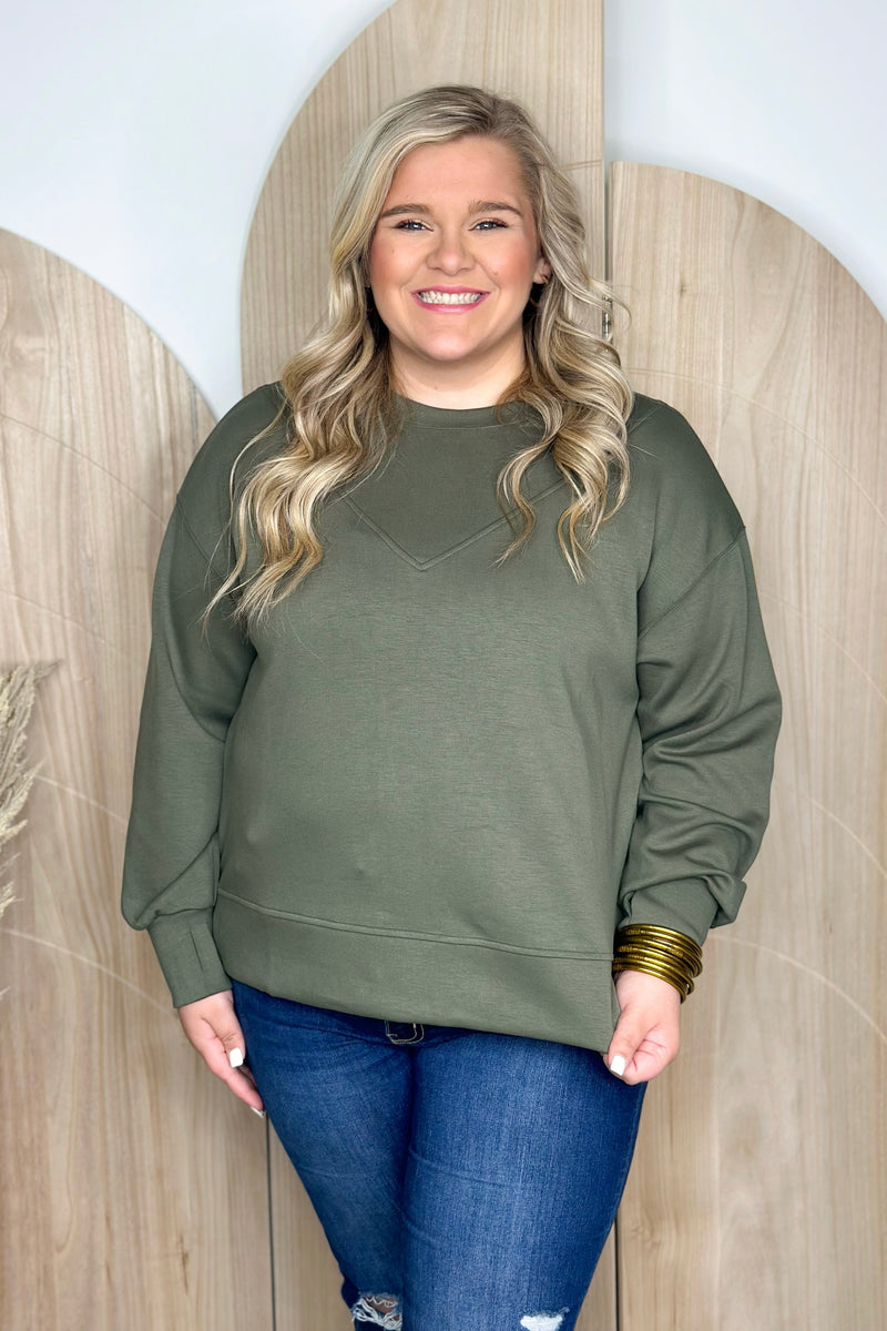 Olive Side Zipper Sweatshirt