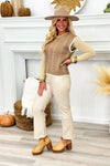 Oatmeal Stretchy Leather Cropped Flare Pants