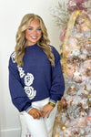 Navy Embroidered Sweater