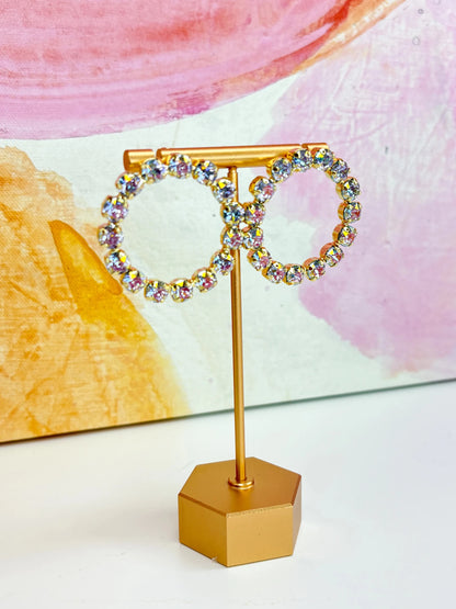 Silver-tone hoops with a continuous line of crystals