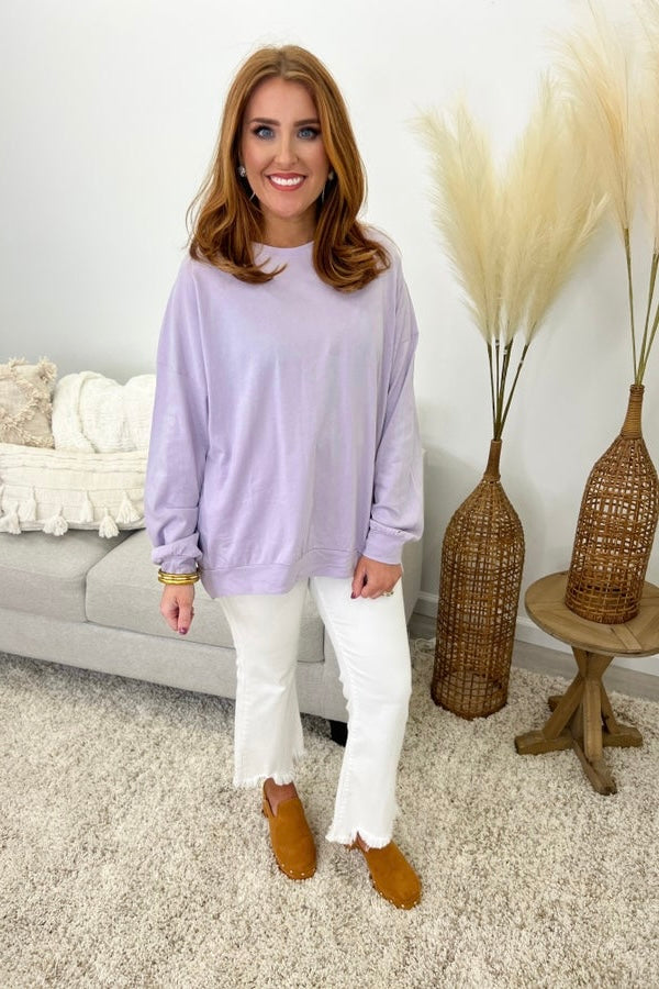 Lilac Cotton Long Sleeve Sweatshirt
