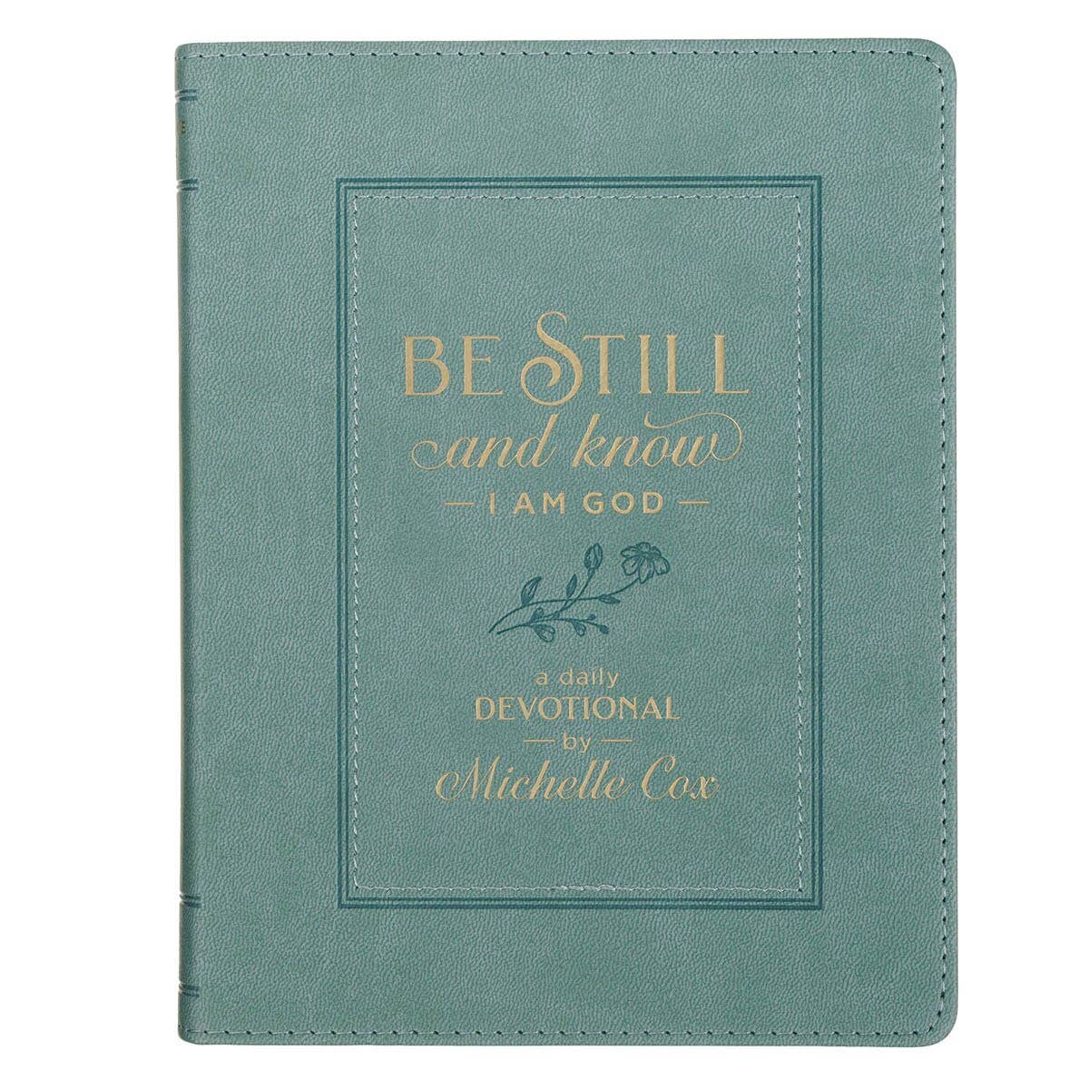 Teal faux leather devotional titled Be Still and Know