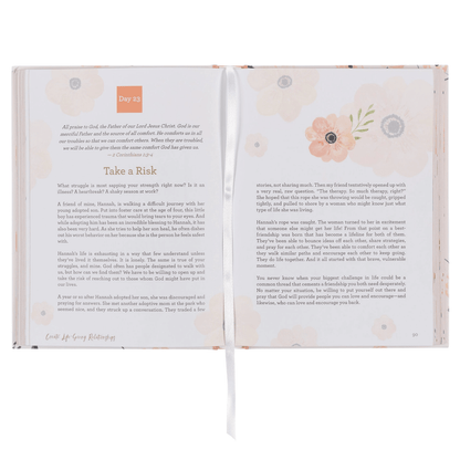 Hardcover devotional on finding rest, with daily readings