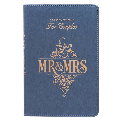 Blue faux leather devotional for Mr. and Mrs.
