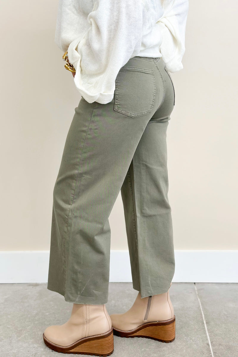 Faded Olive Button Front Pants