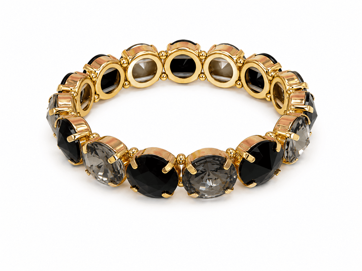 Diamond dust finish gemstone bead bracelet
