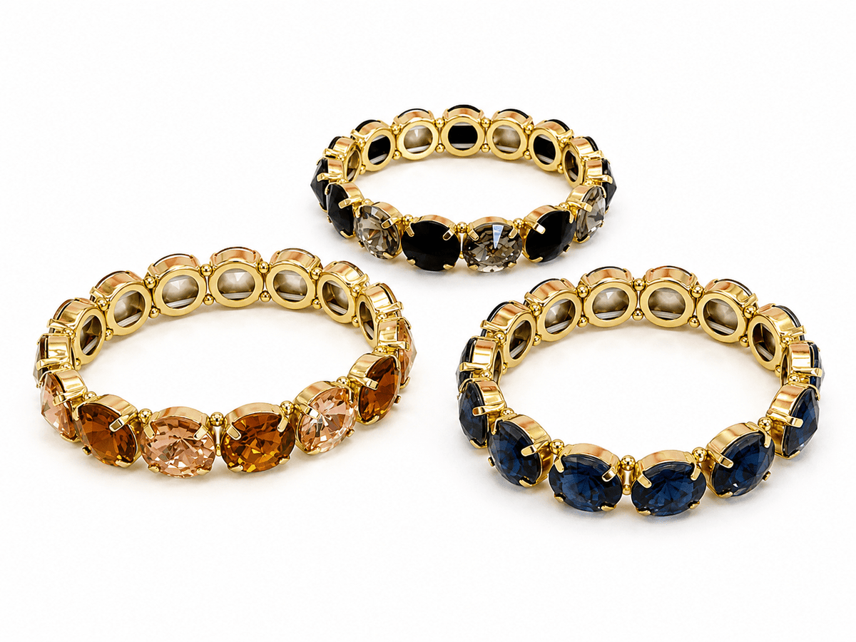 Faceted gemstone bracelet with a diamond dust sparkle