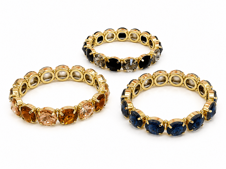 Faceted gemstone bracelet with a diamond dust sparkle
