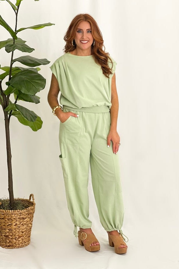 Sage Sleeveless Pant Set