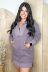 Light Purple Zipper Detail Long Sleeve Dress