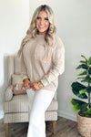 Taupe Textured Front Pocket Long Sleeve Sweater