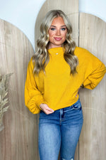 Mustard Off The Shoulder Balloon Sleeve Top