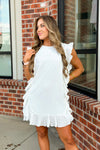 White Ruffled Sleeveless Dress