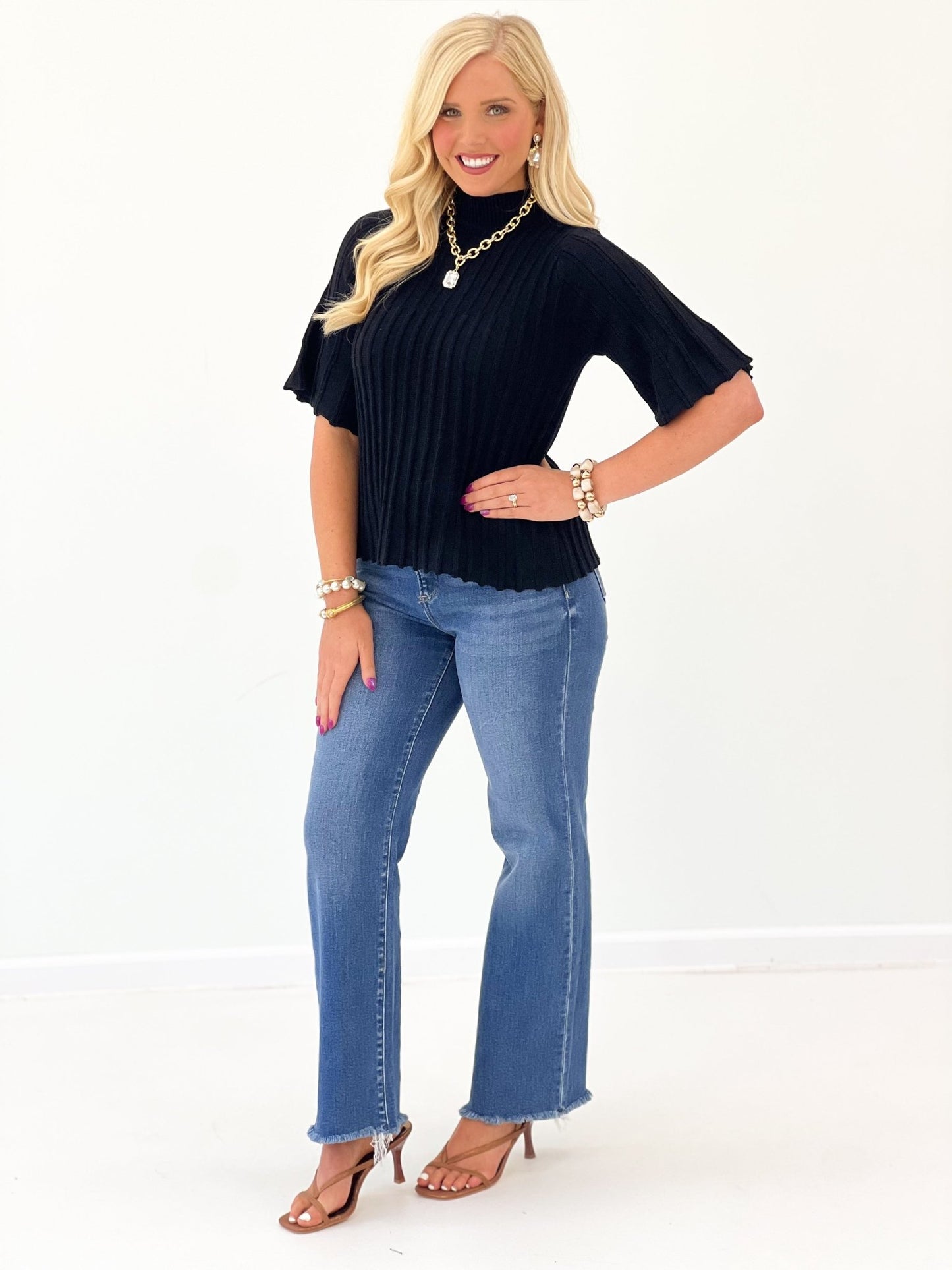 Doe and Rae Swing Sleeve Top - Lavish Boutique01-TOPS