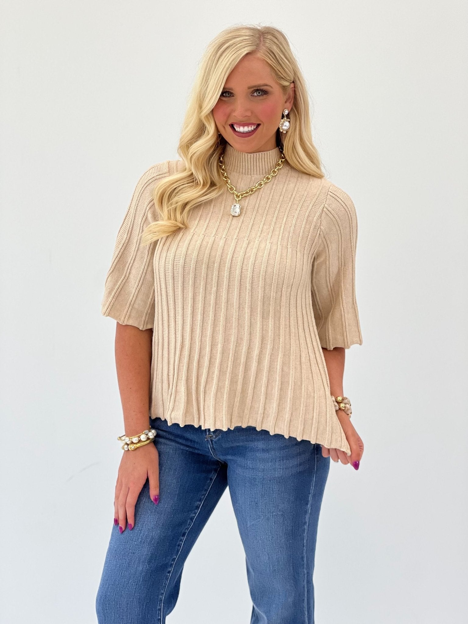 Doe and Rae Swing Sleeve Top - Lavish Boutique01-TOPS