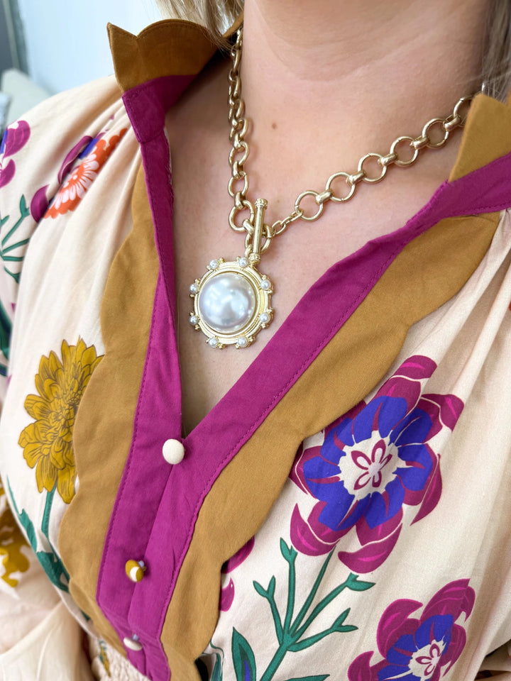 Dome Shape Pearl Necklace - Lavish Boutique09-JEWELRY