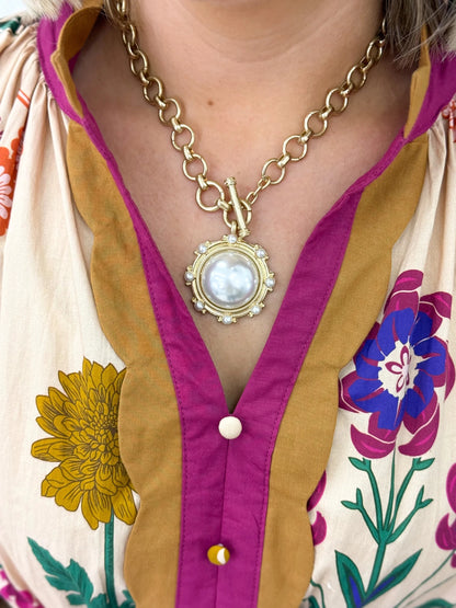 Dome Shape Pearl Necklace - Lavish Boutique09-JEWELRY