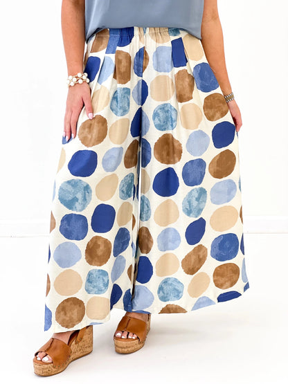 Dot Print Wide Leg Pants - Lavish BoutiqueBottoms