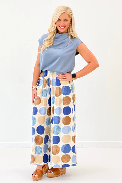 Dot Print Wide Leg Pants - Lavish BoutiqueBottoms