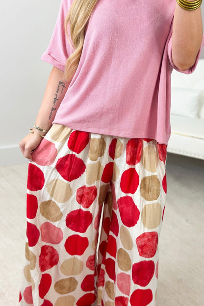 Dot Print Wide Leg Pants - Lavish BoutiqueBottoms