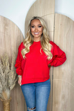 Red Long Sleeve Basic Knit Sweater