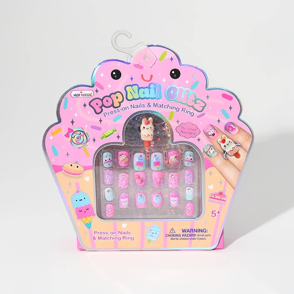 Hot Focus Sweets Pop Nail Glitz Press-On Nail Set