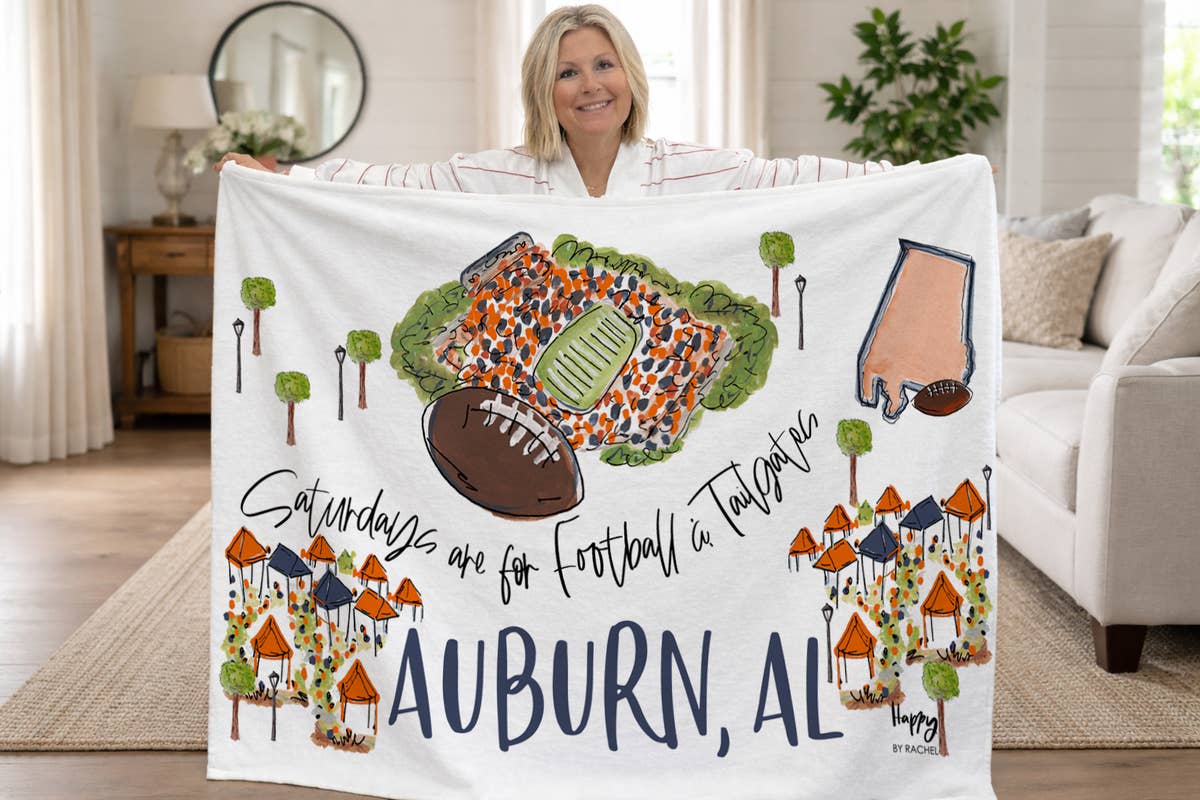 Happy by Rachel Auburn Saturdays Game Day Fleece Blanket
