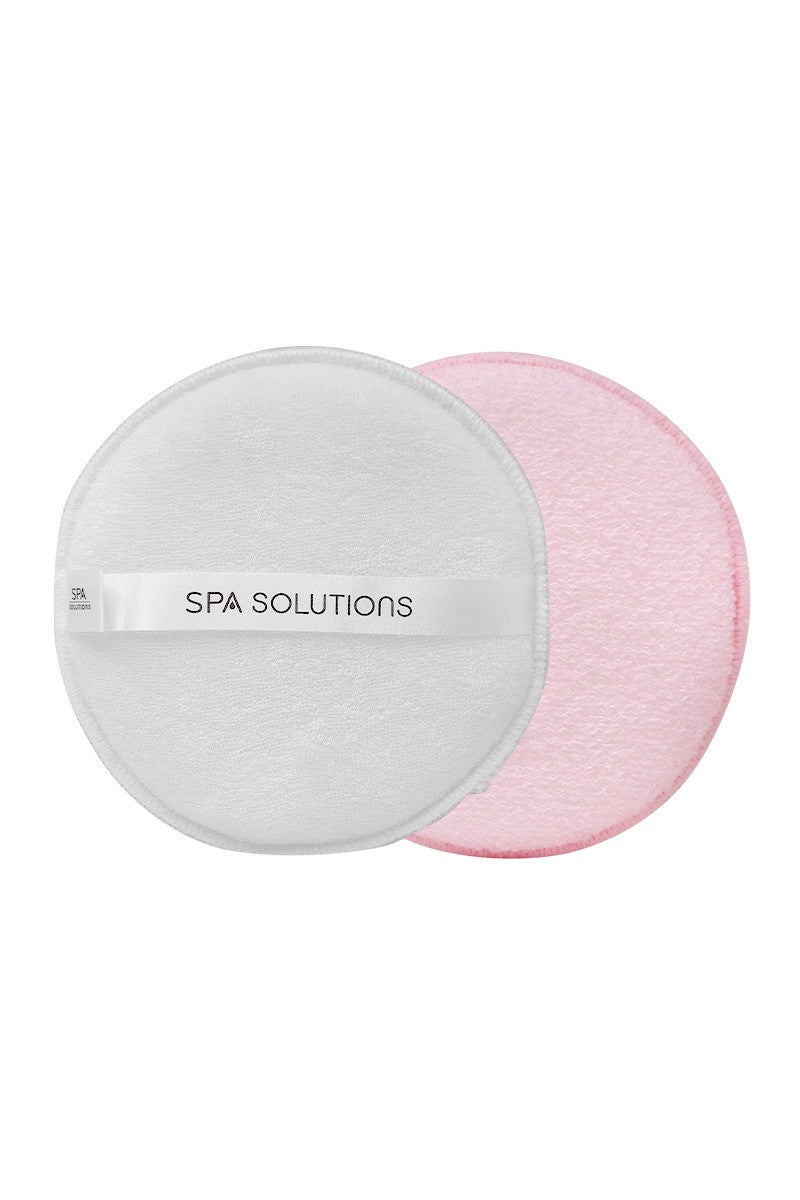 CALA pink round body scrubber with a white dual-sided pad