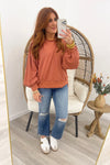 Vintage Brick Loose Fit Bubble Long Sleeve Top